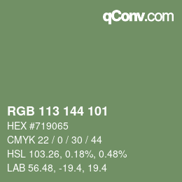 颜色代码: RGB 113 144 101 | qconv.com