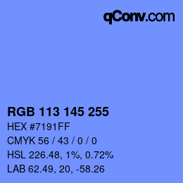 Color code: RGB 113 145 255 | qconv.com