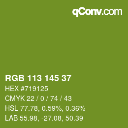 Color code: RGB 113 145 37 | qconv.com