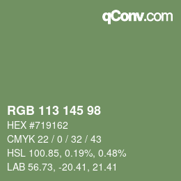 Código de color: RGB 113 145 98 | qconv.com