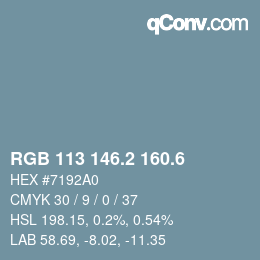 カラーコード: RGB 113 146.2 160.6 | qconv.com