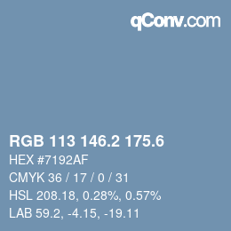 カラーコード: RGB 113 146.2 175.6 | qconv.com