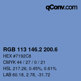 カラーコード: RGB 113 146.2 200.6 | qconv.com