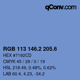 カラーコード: RGB 113 146.2 205.6 | qconv.com