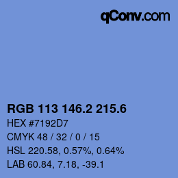 カラーコード: RGB 113 146.2 215.6 | qconv.com