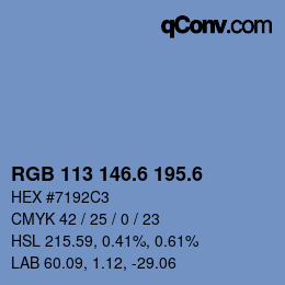 カラーコード: RGB 113 146.6 195.6 | qconv.com