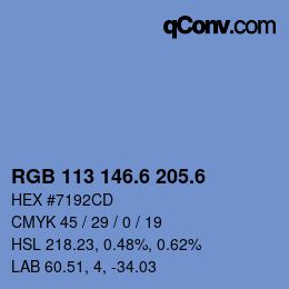 カラーコード: RGB 113 146.6 205.6 | qconv.com