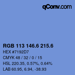 カラーコード: RGB 113 146.6 215.6 | qconv.com