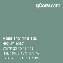 カラーコード: RGB 113 146 135 | qconv.com