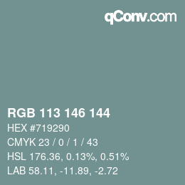 カラーコード: RGB 113 146 144 | qconv.com