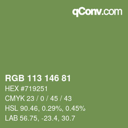 Código de color: RGB 113 146 81 | qconv.com