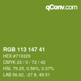 Color code: RGB 113 147 41 | qconv.com