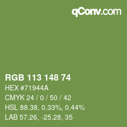颜色代码: RGB 113 148 74 | qconv.com