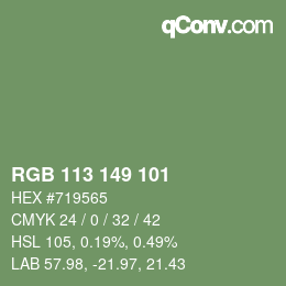 Código de color: RGB 113 149 101 | qconv.com