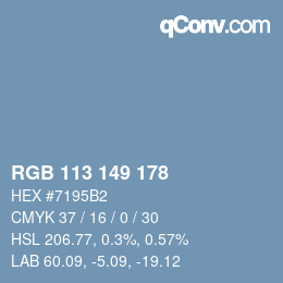 颜色代码: RGB 113 149 178 | qconv.com