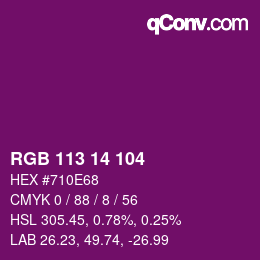 Color code: RGB 113 14 104 | qconv.com