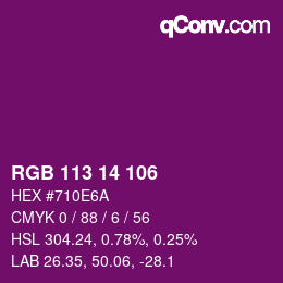 カラーコード: RGB 113 14 106 | qconv.com