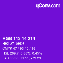 Color code: RGB 113 14 214 | qconv.com