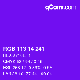 Color code: RGB 113 14 241 | qconv.com