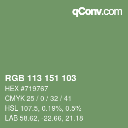 Color code: RGB 113 151 103 | qconv.com