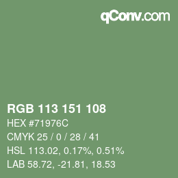 カラーコード: RGB 113 151 108 | qconv.com