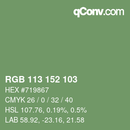Color code: RGB 113 152 103 | qconv.com