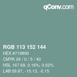 颜色代码: RGB 113 152 144 | qconv.com