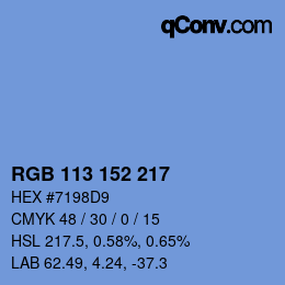カラーコード: RGB 113 152 217 | qconv.com