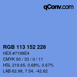 カラーコード: RGB 113 152 228 | qconv.com
