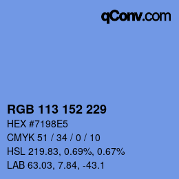 Color code: RGB 113 152 229 | qconv.com