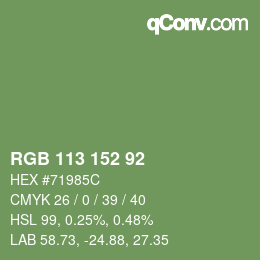 颜色代码: RGB 113 152 92 | qconv.com