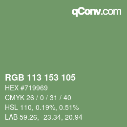 Color code: RGB 113 153 105 | qconv.com
