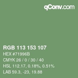 颜色代码: RGB 113 153 107 | qconv.com