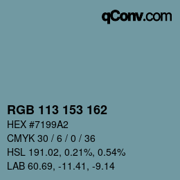 Color code: RGB 113 153 162 | qconv.com