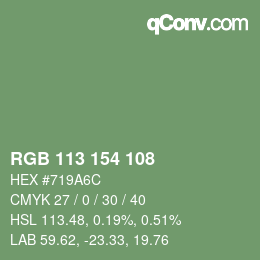 Farbcode: RGB 113 154 108 | qconv.com