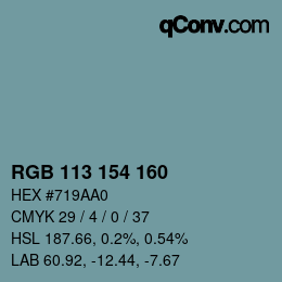 カラーコード: RGB 113 154 160 | qconv.com
