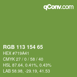 颜色代码: RGB 113 154 65 | qconv.com