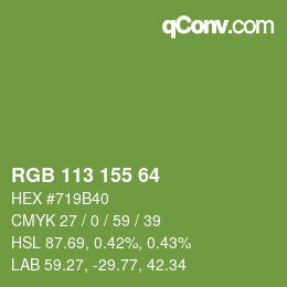 Farbcode: RGB 113 155 64 | qconv.com