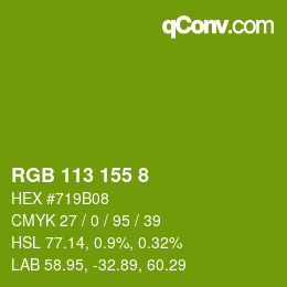 カラーコード: RGB 113 155 8 | qconv.com