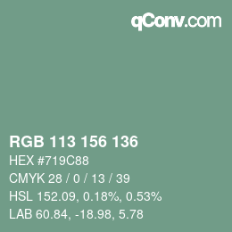 Farbcode: RGB 113 156 136 | qconv.com