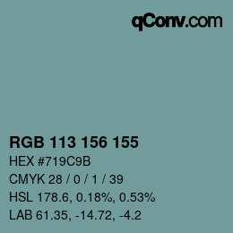 Color code: RGB 113 156 155 | qconv.com