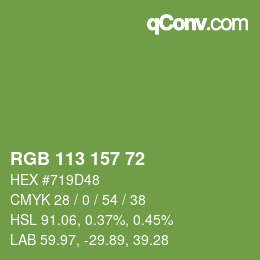 Color code: RGB 113 157 72 | qconv.com