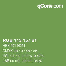 カラーコード: RGB 113 157 81 | qconv.com