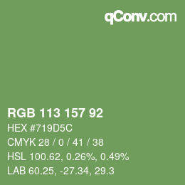 カラーコード: RGB 113 157 92 | qconv.com