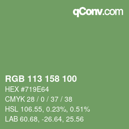 Color code: RGB 113 158 100 | qconv.com