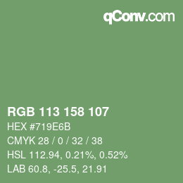 カラーコード: RGB 113 158 107 | qconv.com