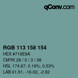 Color code: RGB 113 158 154 | qconv.com