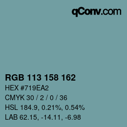 Color code: RGB 113 158 162 | qconv.com