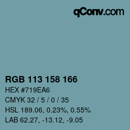 カラーコード: RGB 113 158 166 | qconv.com