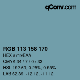 Color code: RGB 113 158 170 | qconv.com